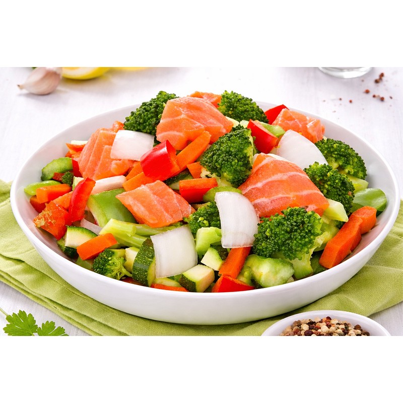 Salteado Salmón con verduras